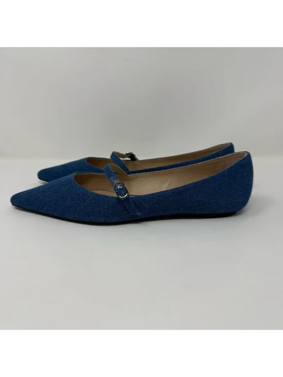 New Stuart Weitzman Emilia Mary Jane Ballerina Flats Denim Sz 8 - Picture 6 of 14